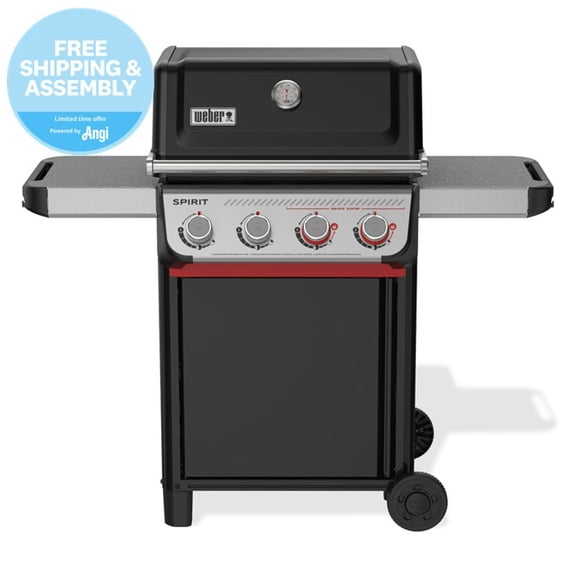 Weber Spirit Gas Grill, E-425 4 Burner Propane Gas Grill with Wheels, Black