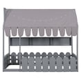 thumbnail image 5 of Aukfa Twin House Bed with Fence and Tent for Kids, Wooden Montessori Bed with LED Lights & Storage Shelves for Toddler Boys and Girls Bedroom, Gray, 5 of 8