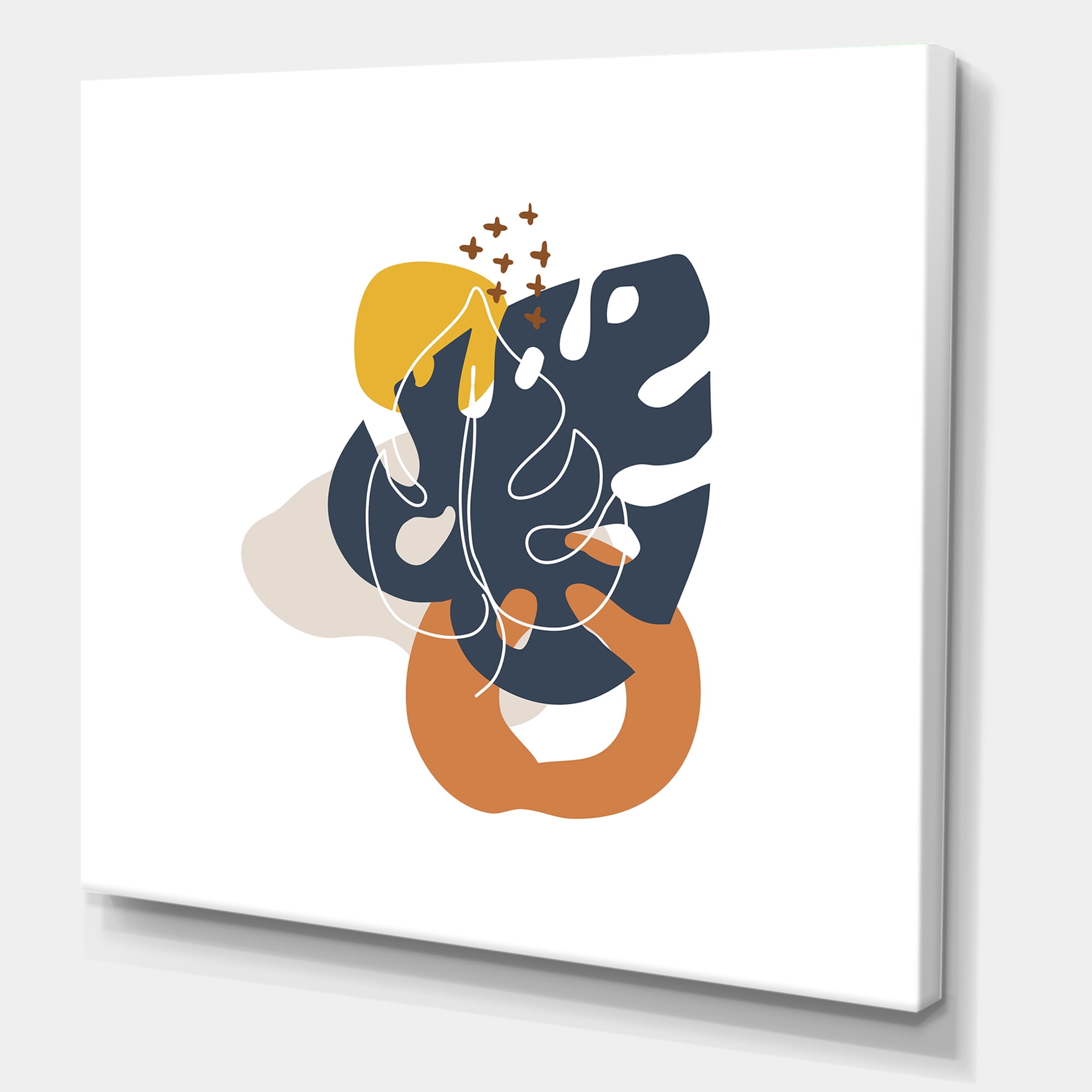 Designart ' Abstract Minimal Shapes Under Flowers IX ' Modern Canvas Wall Art Print