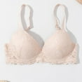 thumbnail image 6 of Feancey Low Cut Bras for Women Wireless Push Up Bra Support Comfort Bralettes Solid Color Casual No Underwire Everyday Brassiere Beige M, 6 of 6
