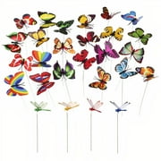 MYMINIFACTORY MINI-FACTORY 24 PCS Butterfly & Dragonfly Stakes Outdoor Yard Garden Flower Pot Decoration