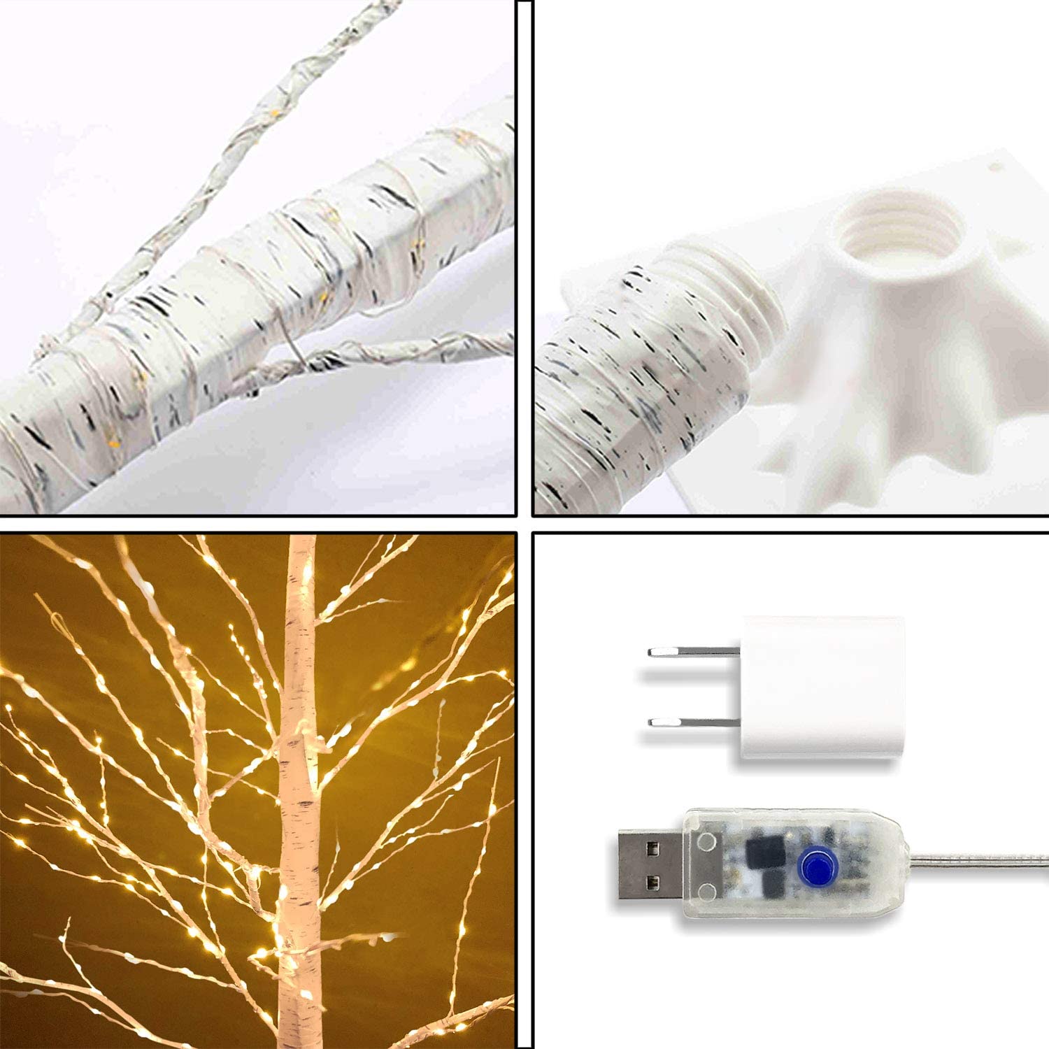 QiShi 6 Ft Warm White LED Birch Tree Light with 440 LEDs photo 7