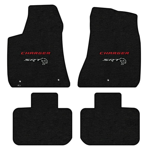 Lloyd Mats LogoMat Custom-Fit 4PC Carpet Floor Mats for 2015-2023 Dodge Charger RWD, Charcoal