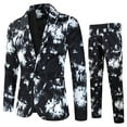 thumbnail image 2 of Xuniizn Men Suits 2 Piece Set, Plus Size Print Shawl Lapel One Button Cocktail Party Prom Festival Outfits, Soft Comfortable Casual Trendy Party Prom Blazer Pants Set, 2 of 9