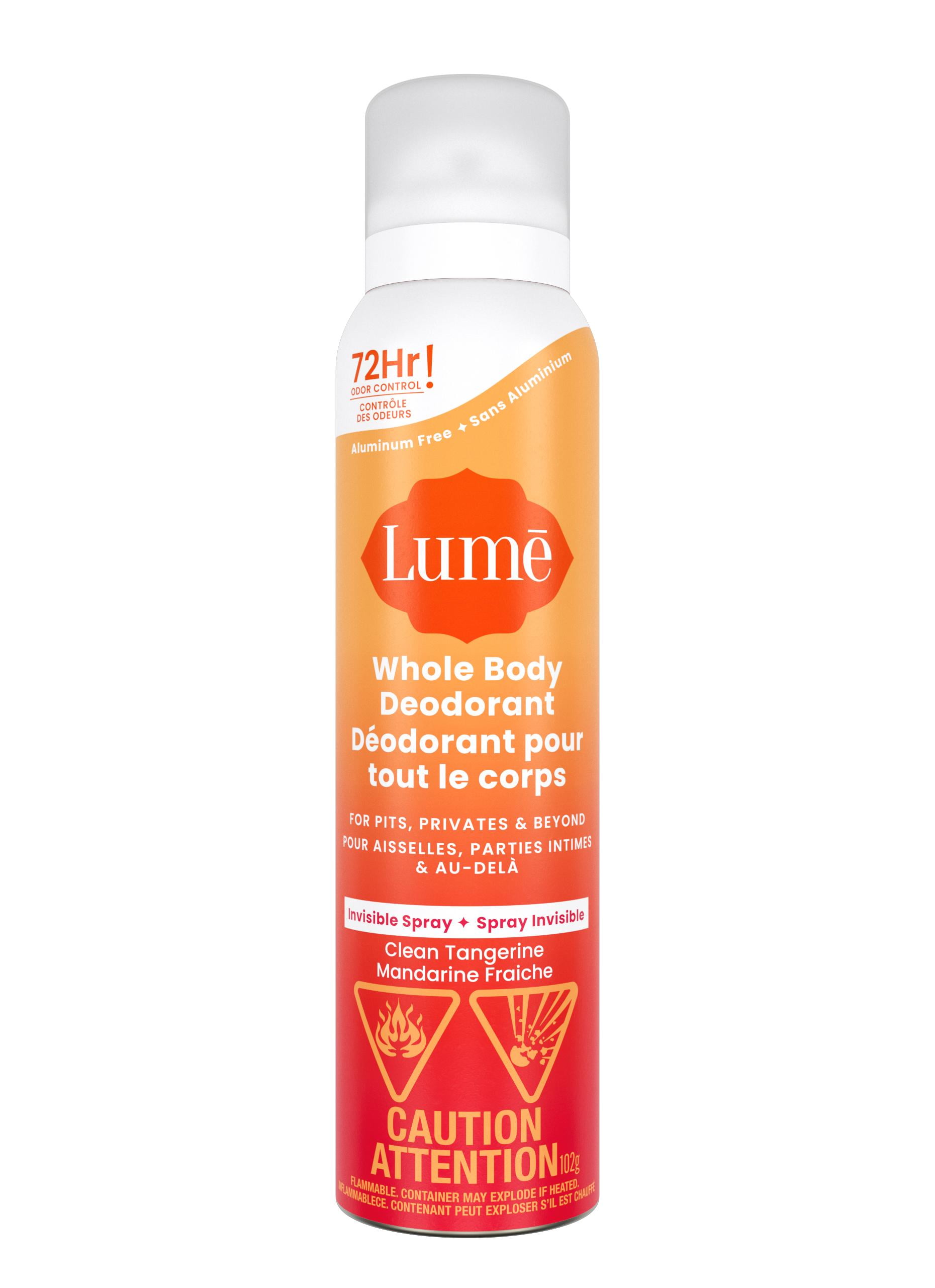 Lume Whole Body Women’s Deodorant - Spray - Aluminum Free - Clean Tangerine - 3.6oz