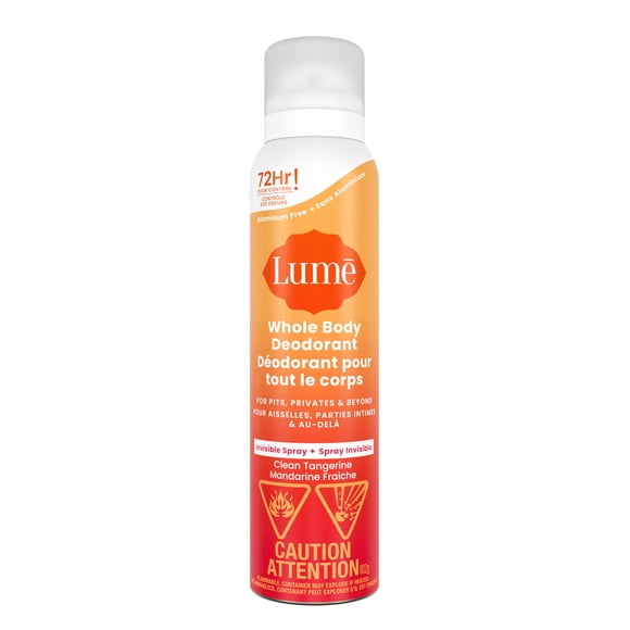 Déodorant féminin Lume pour Tout le Corps - Spray Invisible - Sans Aluminium - Mandarine Fraiche, 102g