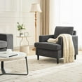 thumbnail image 3 of Modern Accent Chair, Upholstered Reading Armchair with Wood Legs, Mid-Century Leisure Comfy Single Sofa Chair for Living Room, Bedroom, Home, Office, Gray, 3 of 8