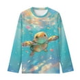 thumbnail image 5 of DISNIMO Blue Sea Turtle tshirt for kids girls long sleeve shirt size 3-4 shirts girls crew neck t shirt for girls long sleeve tops for girls loose fit t shirts for birthday tee shirts, 5 of 7
