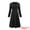 Black, variant on Wrap A-Line Pleated Midi Long Sleev Dress L Wine Red