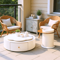 thumbnail image 2 of Homy Casa Modern Round Coffee Table Set, with Rotating Top Drawers and Glass Side Table, for Living Room, 2 of 8