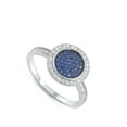 thumbnail image 4 of Blue Simulated Sapphire Cluster Halo Circle Ring .925 Sterling Silver Band CZ Female Size 5, 4 of 4