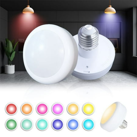 

Battery Operated Light Bulbs with Remote 13 Color RGB 3AA Battery Powered LED Puck Light with E26 Screw Wireless Timer Dimmable LED Bulbs for No Electricity Yilush