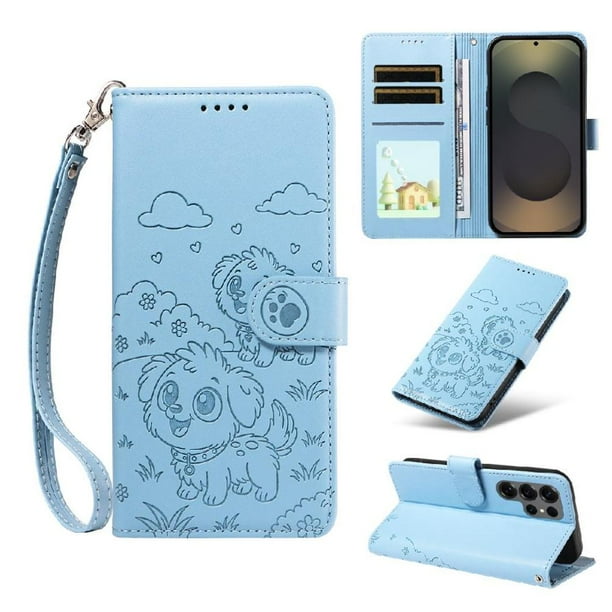 Funda Cartera GANGXUN con Diseño de Perrito en Relieve para Samsung Galaxy S25 Ultra , Protección 360° con Ranuras y Correa Desmontable