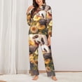 thumbnail image 2 of KLL Cute Panda Sunflower Print Women's Long Sleeve Pajamas with Pants Sleepwear Loungewear 2 Set-Small, 2 of 7