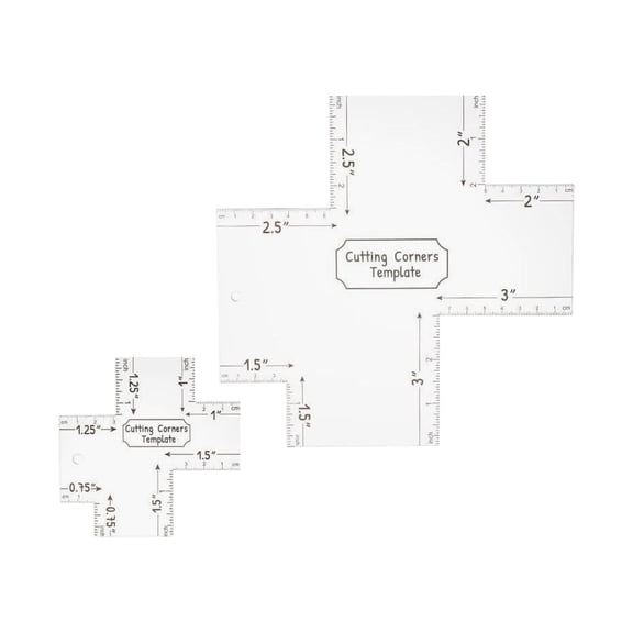 Box Corner Template, Bag Making Cutting Corners Ruler, 7.87x7.87 and 3.94x3.94 Inch Acrylic Size, Clear Sewing Stencil for Quilting Purse Zip Pockets, 1 Set, YDYB