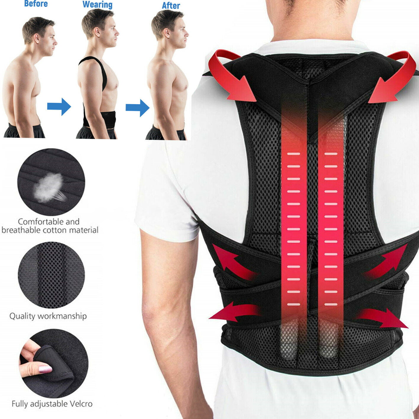 Posture Corrector for Women & Men, Adjustable Shoulder Back Brace for ...