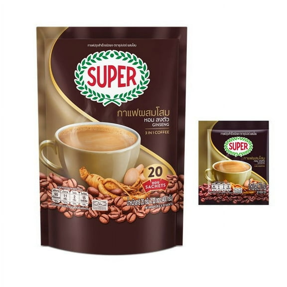 (2 Pack) Super Instant Ginseng Coffee - 2 x (20 Sachets, 400g)