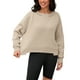 thumbnail image 4 of Sudadera recortada ATHLECHIC para mujeres, suéter de felpa de cuello redondo, suéter oversized de moda, tops de otoño, XL caqui, 4 of 5