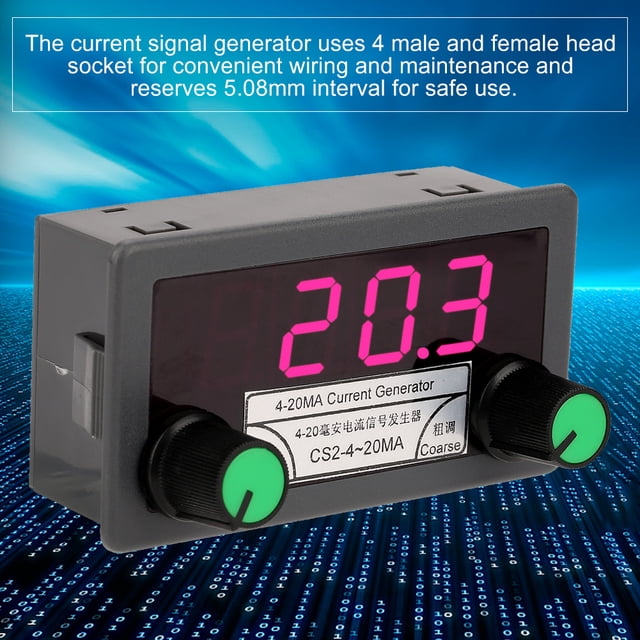4,20mA Digital Current Generator, CoarseorFine Tuning, Constant Current Output, Grey Shell, 2.75x1.57x1.97in Size, with , Anti ESD, and Anti Interference for Inverter