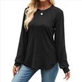 thumbnail image 3 of Camisas de Larga para Mujer, Moda Otoño 2025, Camisas Formales Informales, Blusas Tipo Túnica Plisadas con Cuello Redondo. Negro XL, 3 of 10