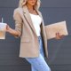 thumbnail image 2 of Women Fashion Blazer Solid Color Turndown Collar Long Sleeve Work Outwear Suit, 2 of 8