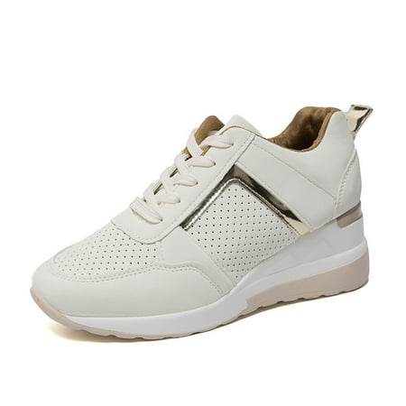 

Lyinloo Autumn New Fashion Casual Sweet Round Toe Increased Sequined Women s Sport Shoes White 40