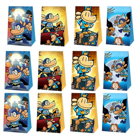 Dog Man Candy Bags Birthday Goodie Party Favor Decorations Treat Supplies