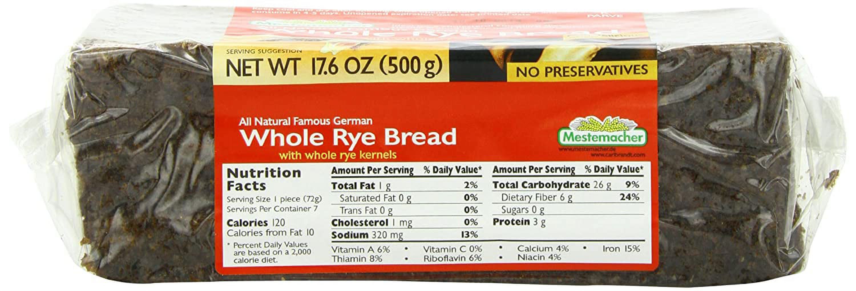 Mestemacher Bread Whole Rye, 17.6-Ounce (Pack of 6)