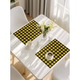 thumbnail image 5 of Black Yellow Plaid Placemats Set of 4, Retro Country Buffalo Check Gingham Placemats for Dining Table, Place Mats for Kitchen Tabletop, Waterproof Wipeable Dining Table Mats Set, 5 of 9
