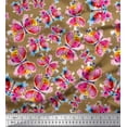 thumbnail image 1 of Soimoi Brown polyester Crepe Fabric Insect Watercolor Printed Craft Fabric by The Yard 42 Inch Wide, 1 of 1