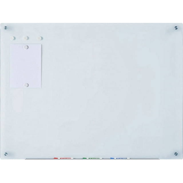 Audio-Visual Direct Magnetic Glass Dry-Erase Board Set - 90 x 120 cm - Includes Board, 5 Magnets, and Aluminum Marker Tray