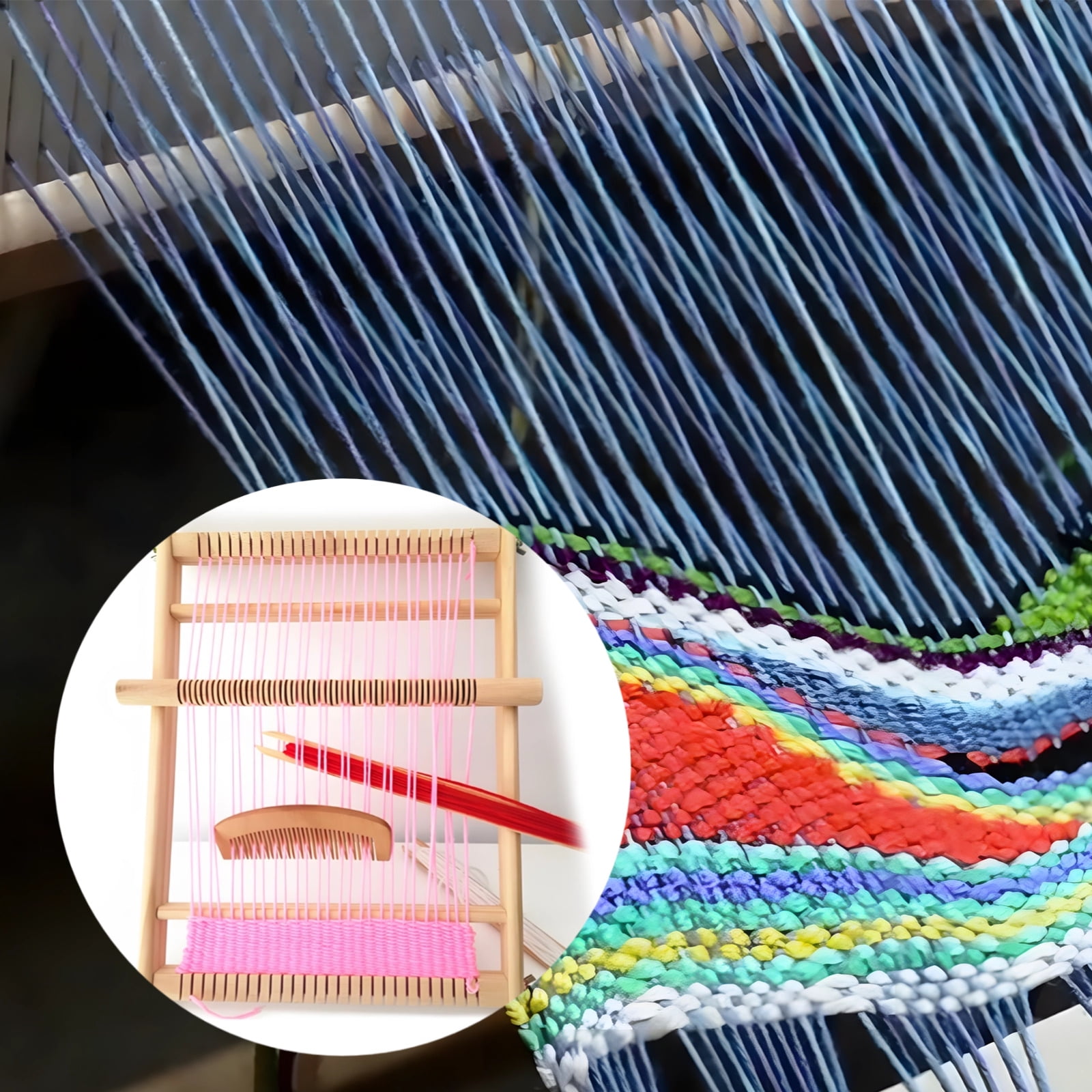 Wooden Weaving Loom for Kids, Adjustable Craft Frame, Includes Yarn Needle Shuttle Comb, Multi-Craft Weaving Loom Large Frame