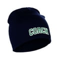 thumbnail image 2 of I&W Sports Team Coach Arch Letters Winter Knit Cuffless Beanie 3D Raised Layers, Navy Beanie White Green, 2 of 2