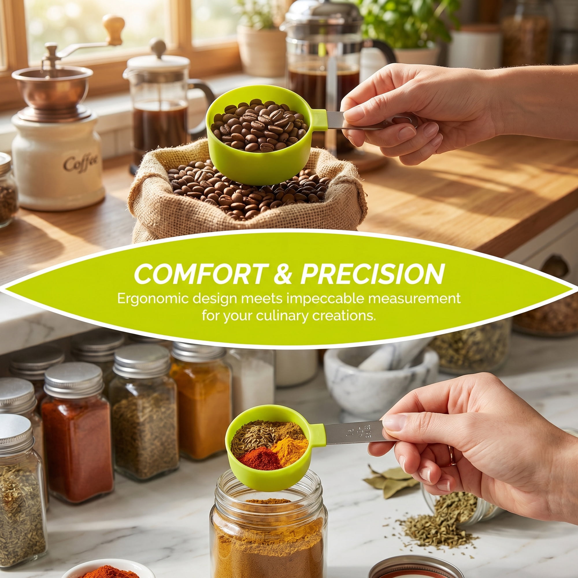 Unique Bargains Affordable Plastic Measuring Spoons Set for Kitchens or RVs Green 4Pcs