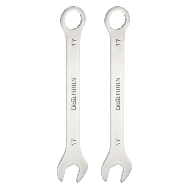 Uxcell 2pcs Thin Combination Wrench Metric 17mm Torx Ended Box 15 Degree Offset Open End Stainless Steel