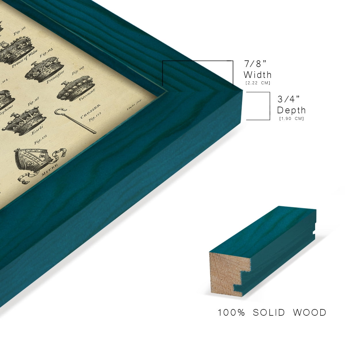 Deckled Encyclopediae IV (AS) -Framed Print w/glass-Ocean Blue