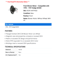 thumbnail image 2 of Front Blower Motor - Compatible with 1995 - 1997 Dodge B2500 1996, 2 of 2