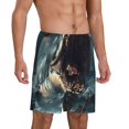 thumbnail image 2 of Kdxio Wave Sailboat Shark Print Mens Sleep Shorts Bottoms Soft Comfy Pajama Wear Pants with Drawstring Pockets, 2 of 5