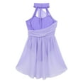 thumbnail image 4 of Sholeno Kids Girls Modern Lyrical Dance Dress Halter Cutouts Tulle Leotard for Ballet Jazz Latin Lavender 10, 4 of 7