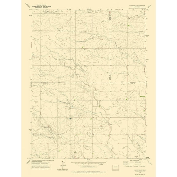 Topographical Map - Clarkville Colorado Quad - USGS 1972 - Vintage Wall Art