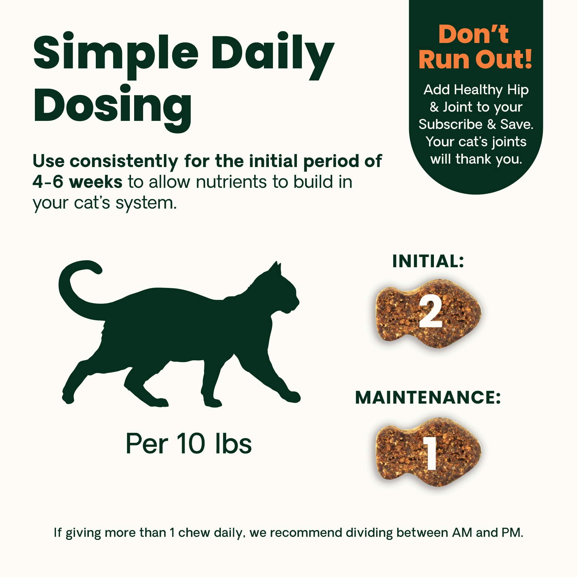 VetriScience Ultimate Strength Hip & Joint Care Glucosamine Chews for Cats, Chicken , 60 Count Jar