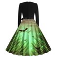 thumbnail image 3 of Long Dress with Sleeves,Summer Casual Dress,Ladies Casual Long Sleeved Round Neck Printed Fashionable Strap Dress, 3 of 3