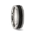 thumbnail image 3 of Mens Stainless Steel 8mm Grooved Stingray Inlay Wedding Band Ring, 3 of 5