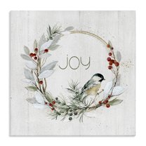 Stupell Industries Simple Joy Winter Wreath Holiday Painting Gallery Wrapped Canvas Art Prints Wall Art, 17 x 17