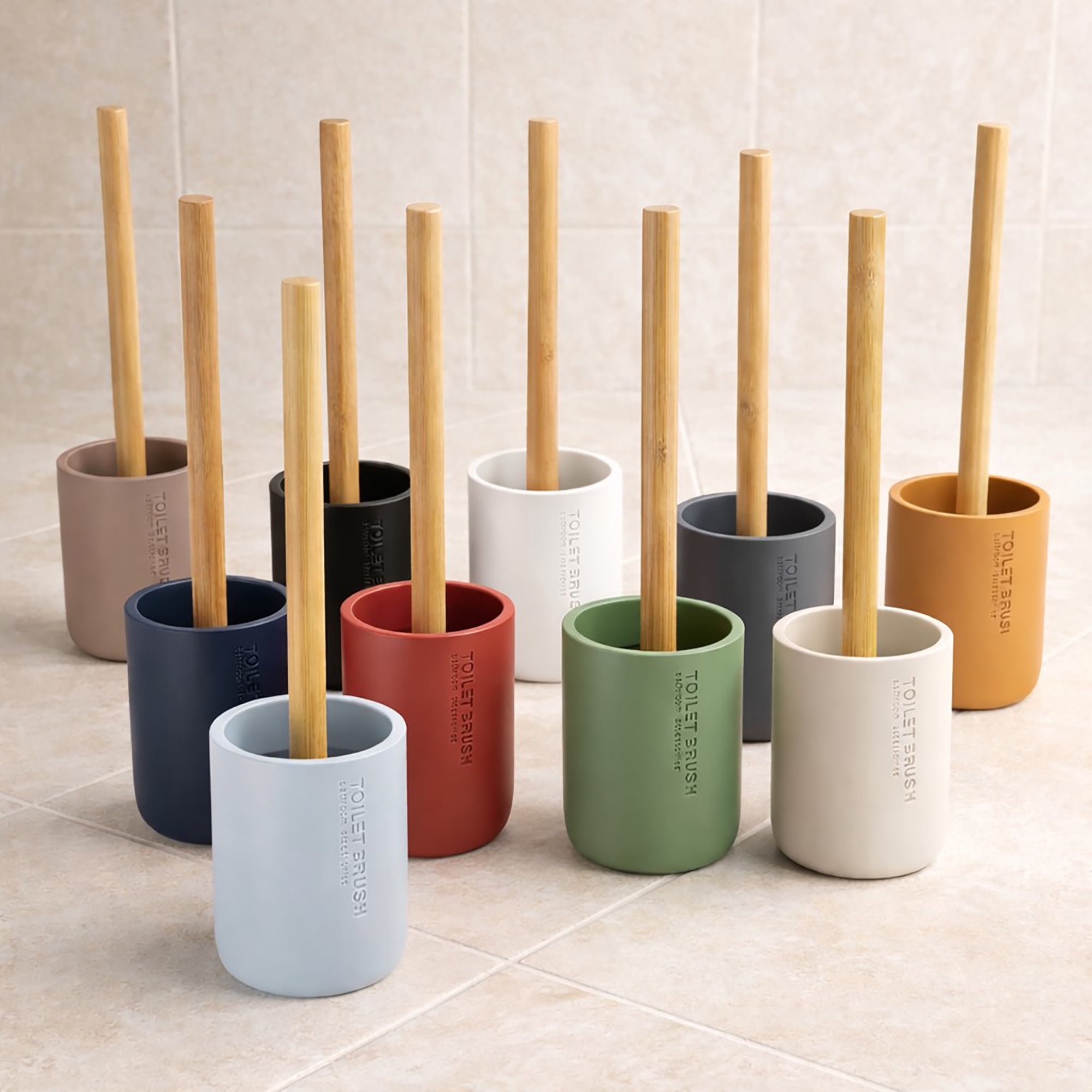 Cappuccino Toilet Brush and Holder Set with Natural Bamboo Handle - Durable, Elegant Bathroom Accessory for a Clean Home