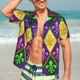 thumbnail image 5 of Picia Mardi Gras4 Gentle Cotton Regular Fit Short Sleeve Casual Hawaiian Shirt for Men-Small, 5 of 9