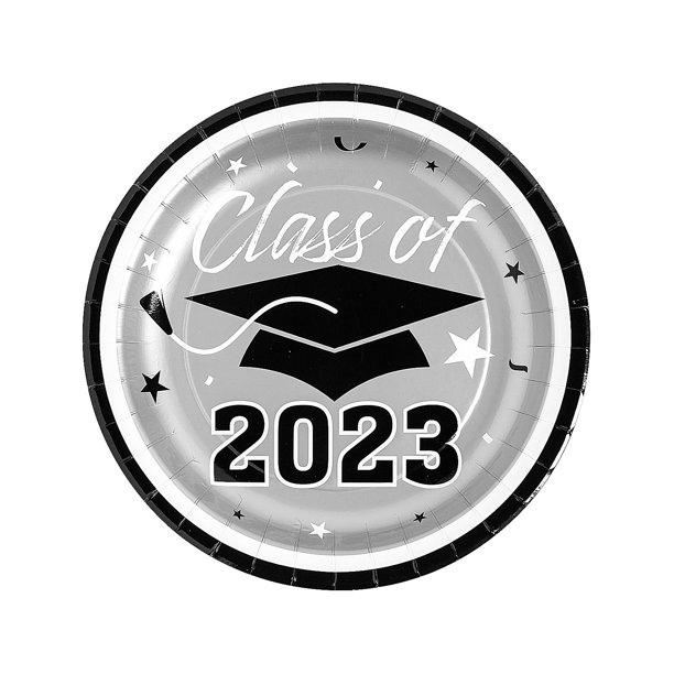 Fun Express Class of 2023 Silver Dinner Plates 25 Ct.