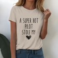 thumbnail image 5 of Tittly T Shirts for Women Graphic Tees Womens Fashion Workout T Shirts Athletic Plus Size Tops Summer Trendy Clothes Short Sleeve Spring Tee Tshirts Shirts Spring Tops for Women Khaki L, 5 of 5