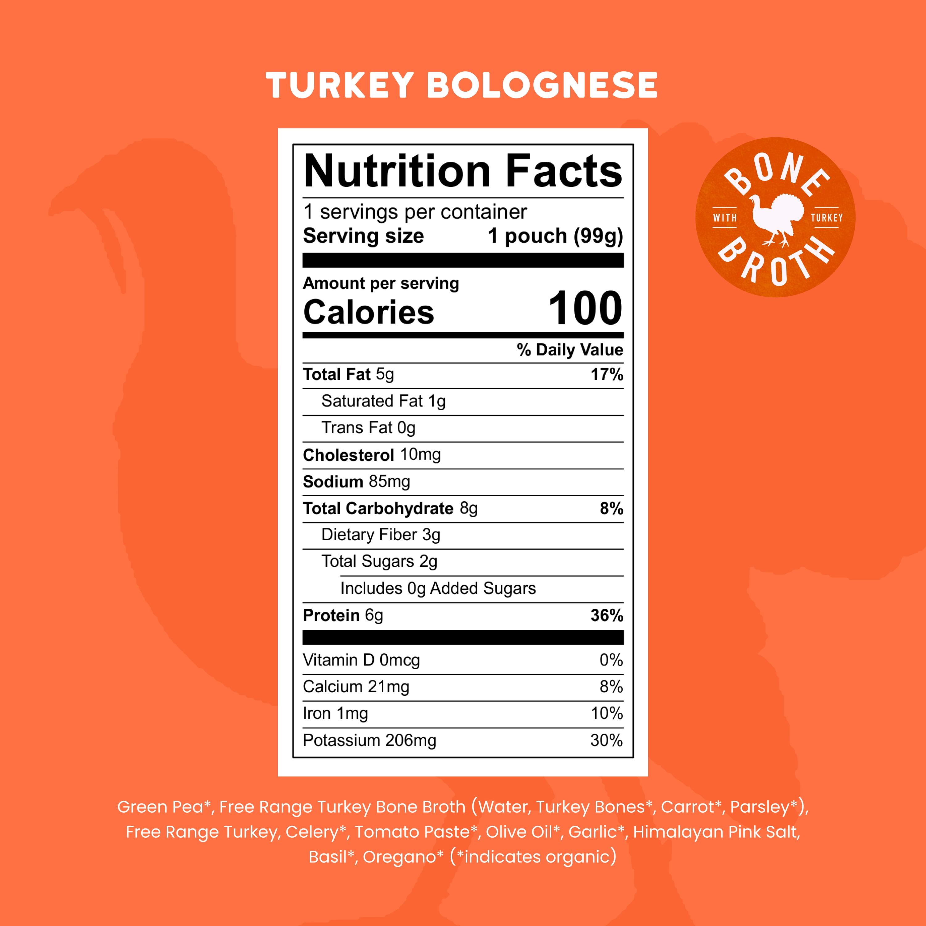 (12 pack) Serenity Kids Free Range Turkey Bolognese with Organic Vegetables, Herbs & Bone Broth Baby Food Pouch 3.5oz