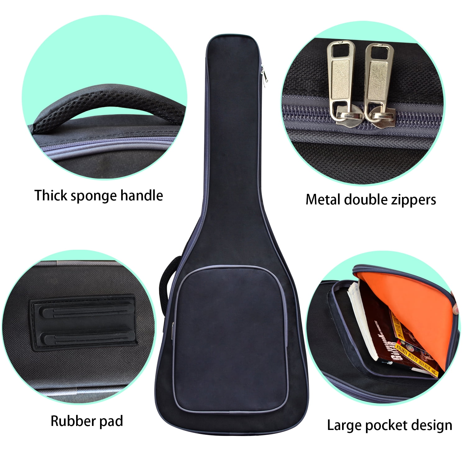 Moosiker36-38 Inch Acoustic Guitar Gig Bag Case with Soft 0.4 Inch Padding